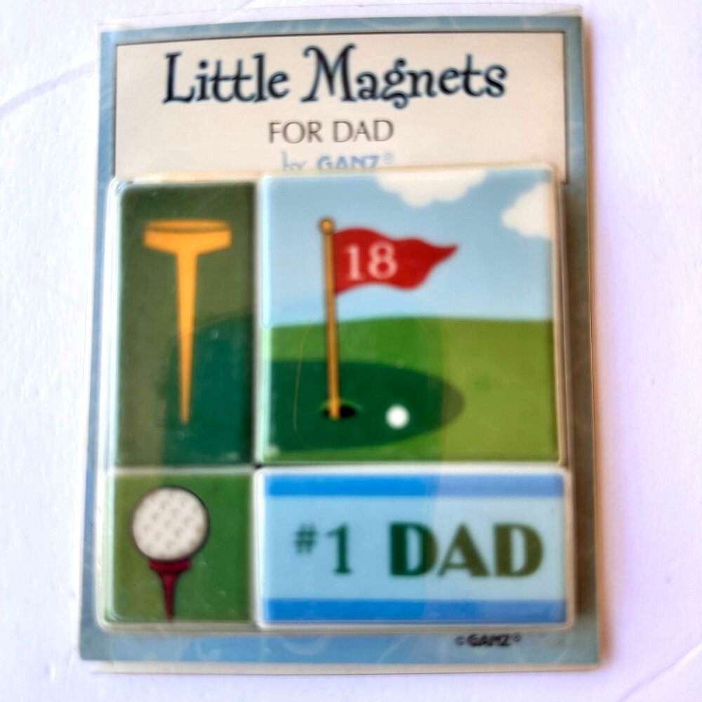 VTG Ganz Little Magnets For Dad Fathers Day Golf 4 Piece Ceramic New in Package